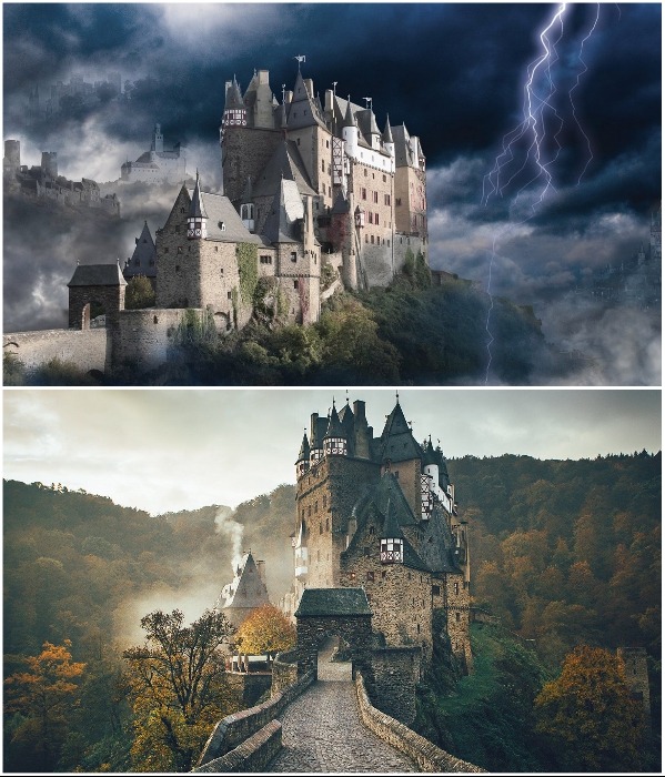 На самом деле это старинный и красивейший замок Германии (Burg Eltz). | Фото: novosti-n.org/ pinterest.com.