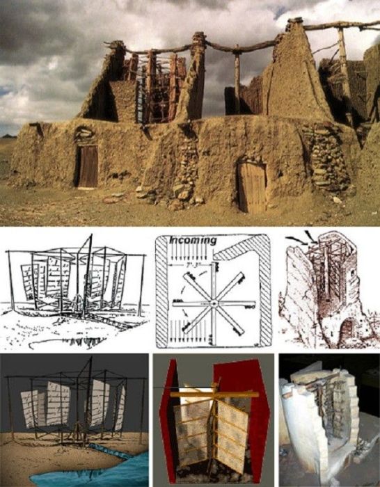 Принцип работы ветряных мельниц Ирана, примитивные механизмы которых работают уже полтора тысячелетия (Nashtifan). | Фото: pinterest.com.