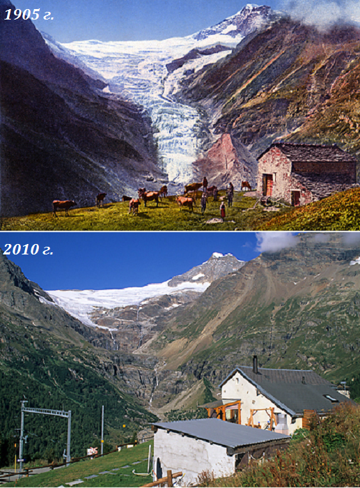 Ледник кантона Граубюнден на вершине Piz Palи (Швейцарские Альпы). | Фото: gletscherarchiv.de/ © Коллекция Общества экологических исследований, автор Сильвия Хамбергер.