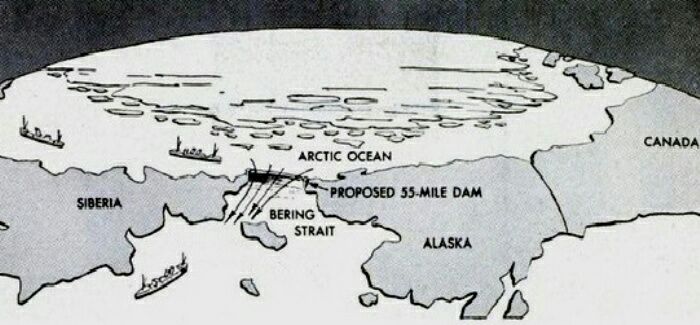Дамба через Берингов пролив на карте. /Фото: russian7.ru
